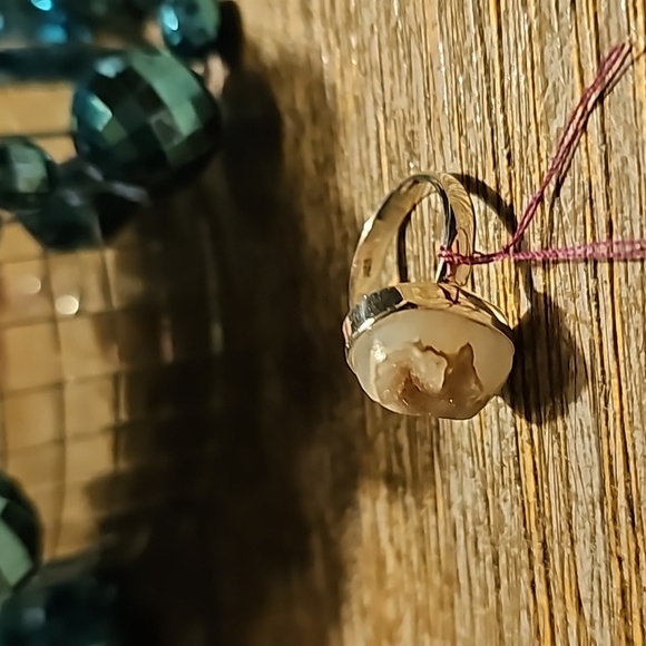 New STERLING SILVER Coconut Druzy Ring SIZE 6 - Picture 6 of 7